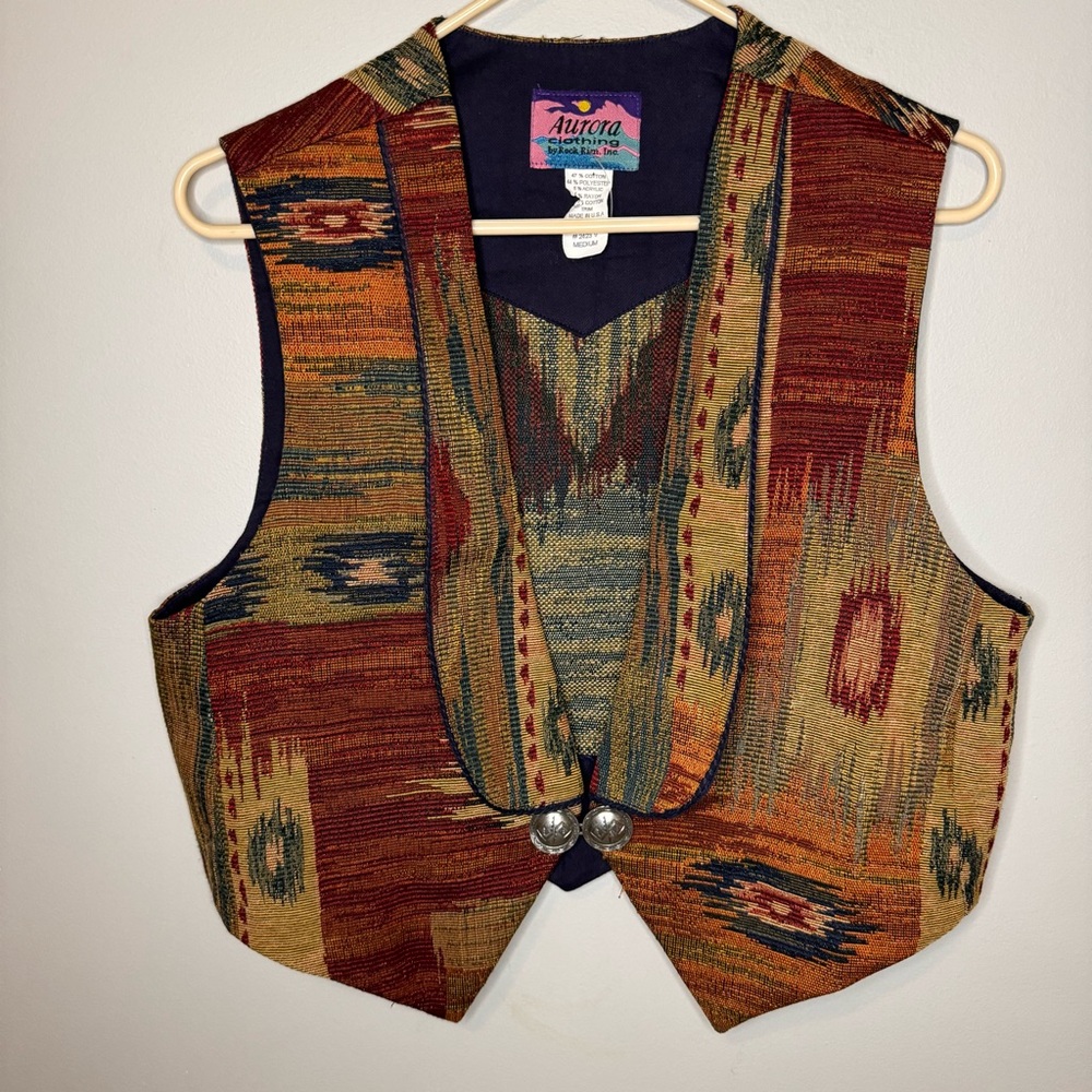 Western Aztec Southwest Vest Aurora Clothing by Rock Rim Inc Women’s Sz Medium